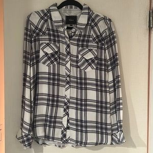 Rails navy and white plaid long sleeve button down, size M